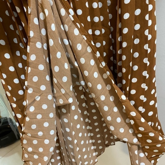 NEW Jillian Harris Brown Blogger’s Fav. Polka Dot Pleated Midi Skirt Plus Sz 2X - Picture 6 of 9